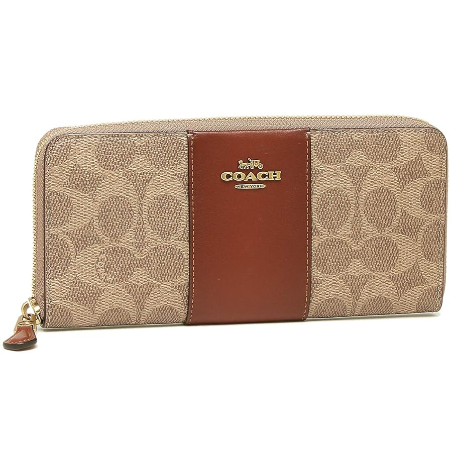 永久定番 COACH コーチ F43439 ラグジュアリー シグネチャー長財布 コーチ 長財布 財布 レディース シグネチャー カーキベージュ